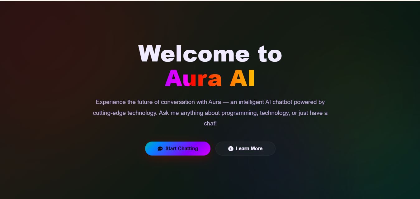 Aura AI chatbot website screenshot